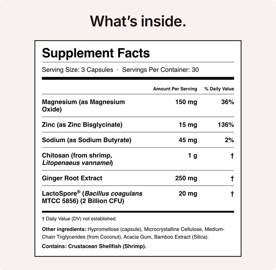 rmvd Supplement Facts panel: serving size, each active ingredient and its amount per serving, and the full other-ingredients list